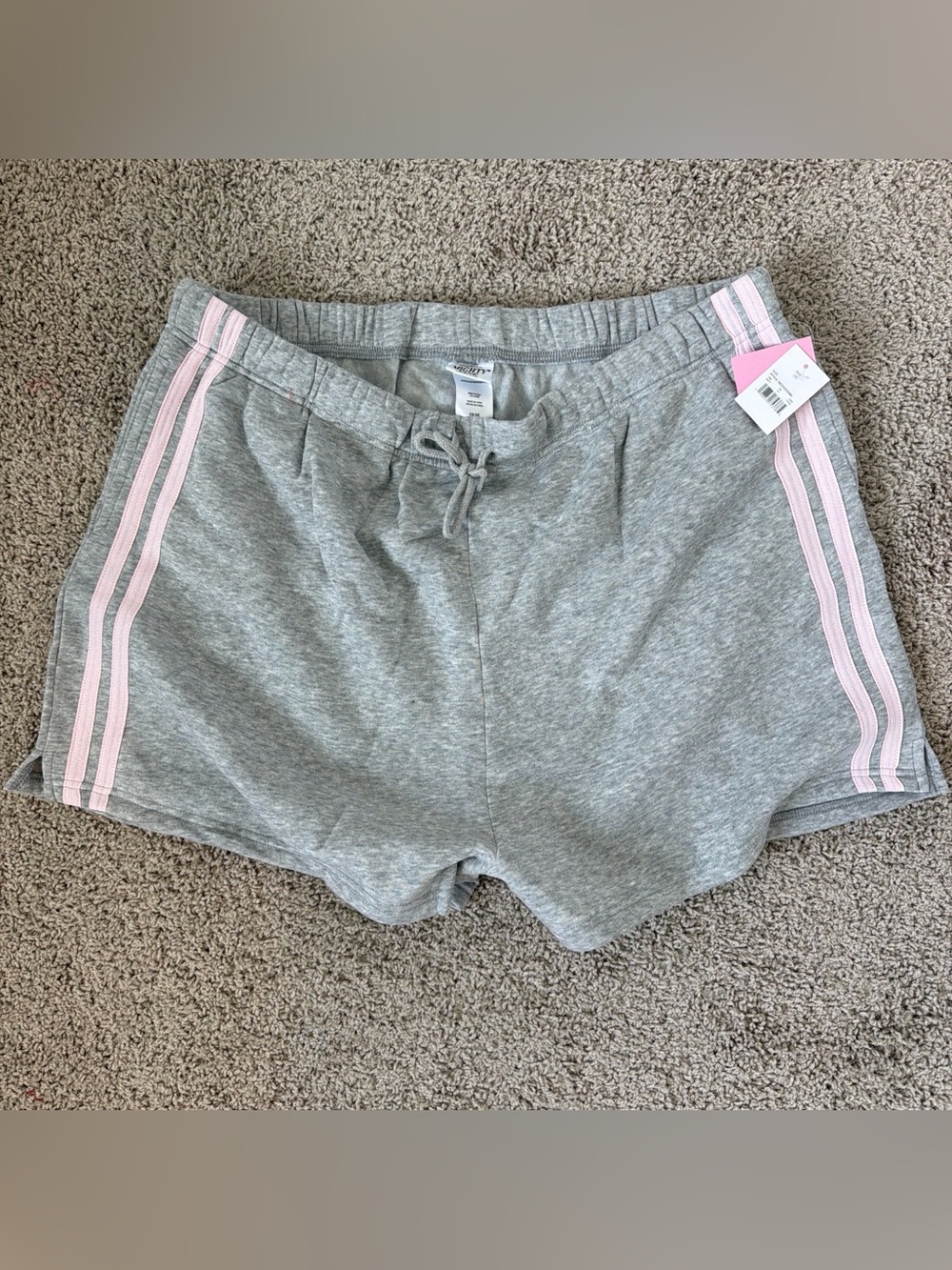 Women’s Grey Knit Lounge Shorts with Pink Side Stripes